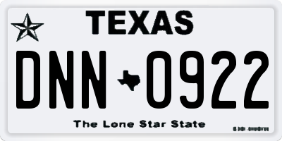 TX license plate DNN0922