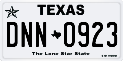TX license plate DNN0923