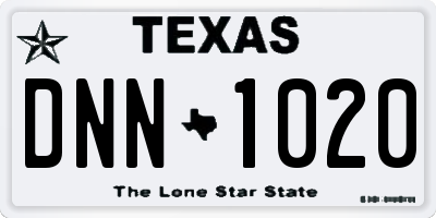 TX license plate DNN1020