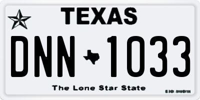 TX license plate DNN1033