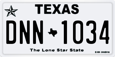 TX license plate DNN1034