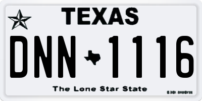 TX license plate DNN1116