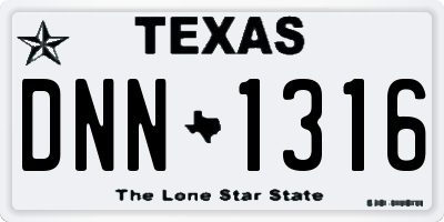TX license plate DNN1316