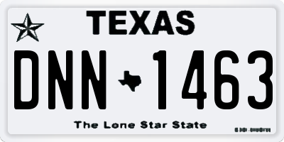 TX license plate DNN1463