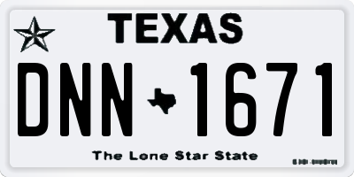 TX license plate DNN1671