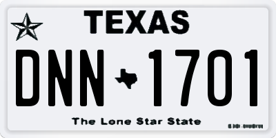 TX license plate DNN1701