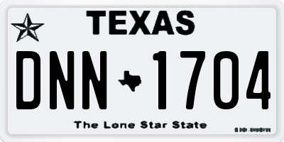 TX license plate DNN1704