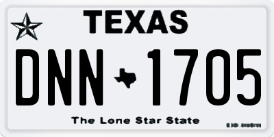 TX license plate DNN1705