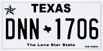 TX license plate DNN1706