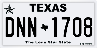 TX license plate DNN1708