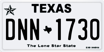 TX license plate DNN1730
