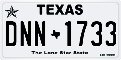 TX license plate DNN1733