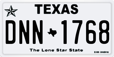 TX license plate DNN1768