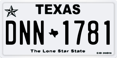 TX license plate DNN1781