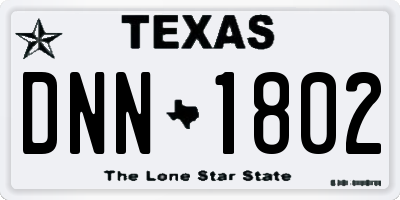 TX license plate DNN1802