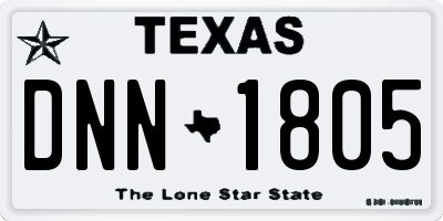 TX license plate DNN1805