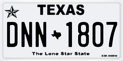 TX license plate DNN1807