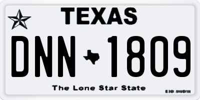 TX license plate DNN1809