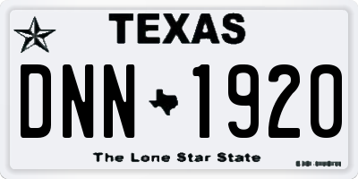 TX license plate DNN1920