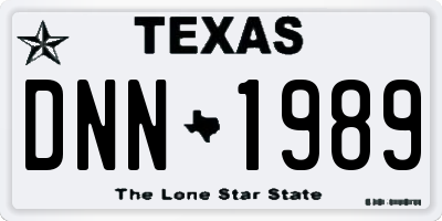 TX license plate DNN1989
