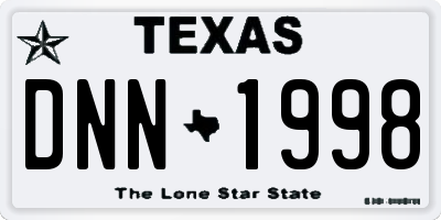 TX license plate DNN1998