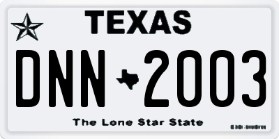 TX license plate DNN2003