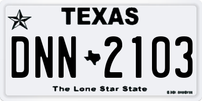 TX license plate DNN2103
