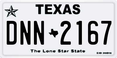 TX license plate DNN2167