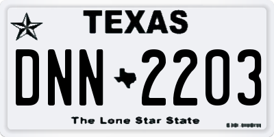 TX license plate DNN2203