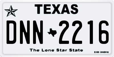 TX license plate DNN2216