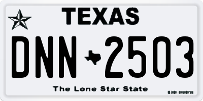 TX license plate DNN2503