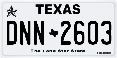 TX license plate DNN2603