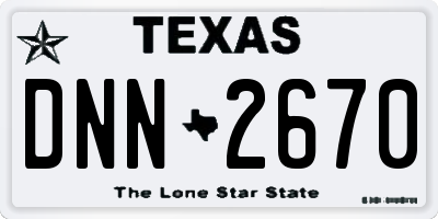 TX license plate DNN2670