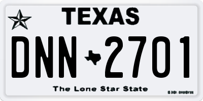 TX license plate DNN2701