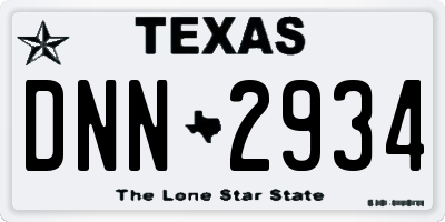 TX license plate DNN2934