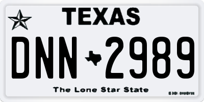 TX license plate DNN2989