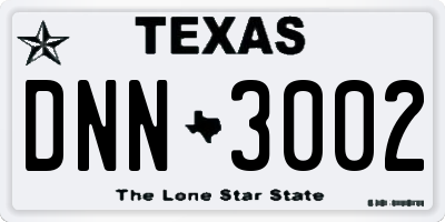 TX license plate DNN3002