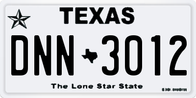 TX license plate DNN3012