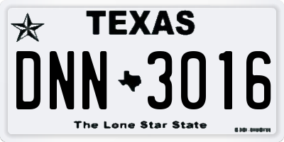 TX license plate DNN3016