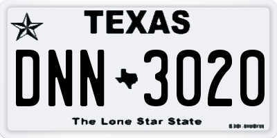 TX license plate DNN3020