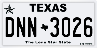 TX license plate DNN3026