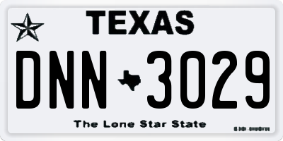 TX license plate DNN3029