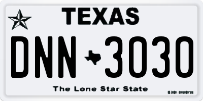 TX license plate DNN3030