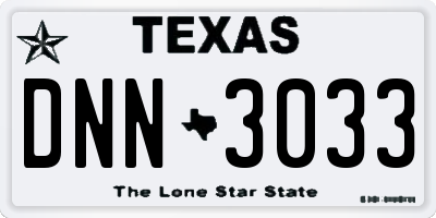 TX license plate DNN3033