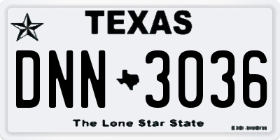 TX license plate DNN3036