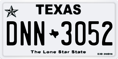 TX license plate DNN3052