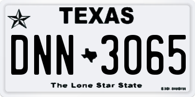 TX license plate DNN3065