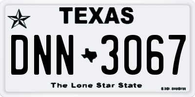 TX license plate DNN3067
