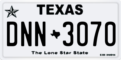 TX license plate DNN3070