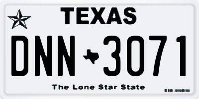 TX license plate DNN3071